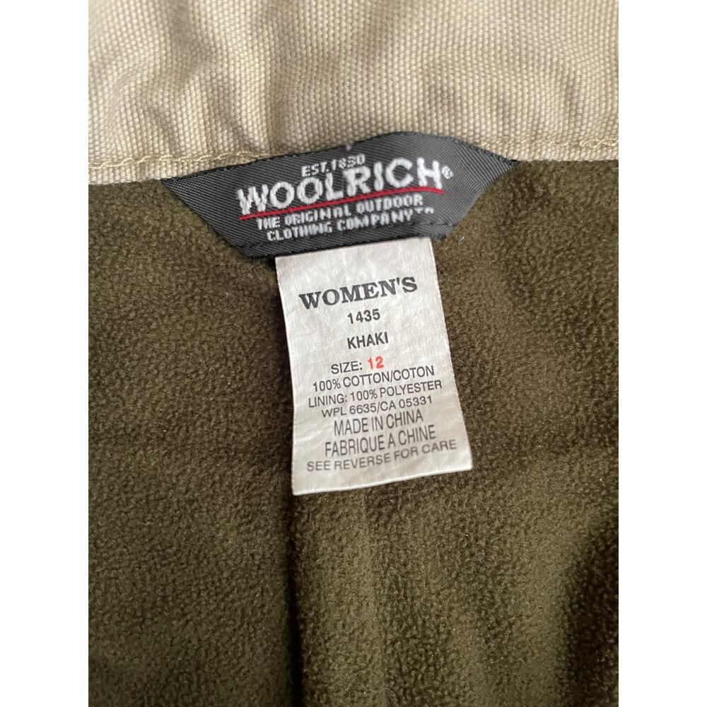 Woolrich Women’s Khaki Pants Fleece Lined Sz 12 button Heavy Workwear Chore - Picture 5 of 12